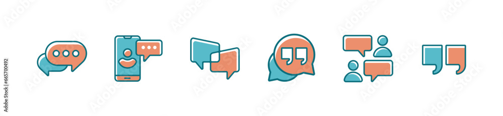 Poster simple speech balloon online discussion chat icon set dialogue message communication bubble vector i