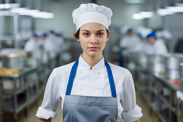 Portrait of a cook standing in an industrial kitchen