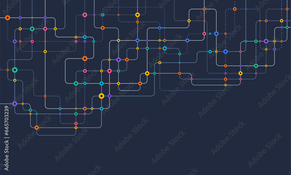 Poster circuit connect lines and dots. network technology and connection concept. decentralized network nod