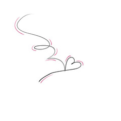 Love icon. Love icon in line art style.	Thin contour and romantic symbol for greeting card and web banner in simple linear style. 