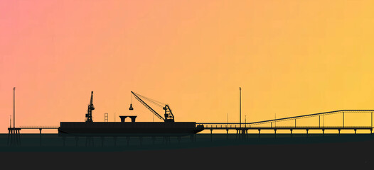 jetty sunset coal power plant  illustration