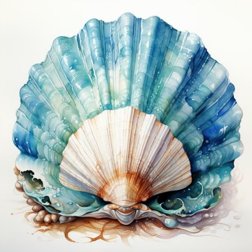 recommend clip art: Watercolor Seashell clipart on white background.