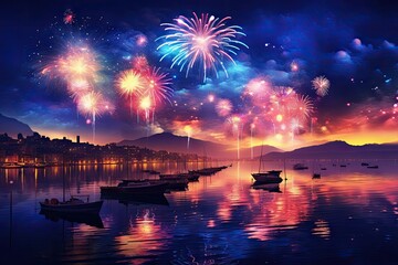 Happy New Year with Fireworks!