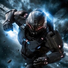 Space soldiers in space at war