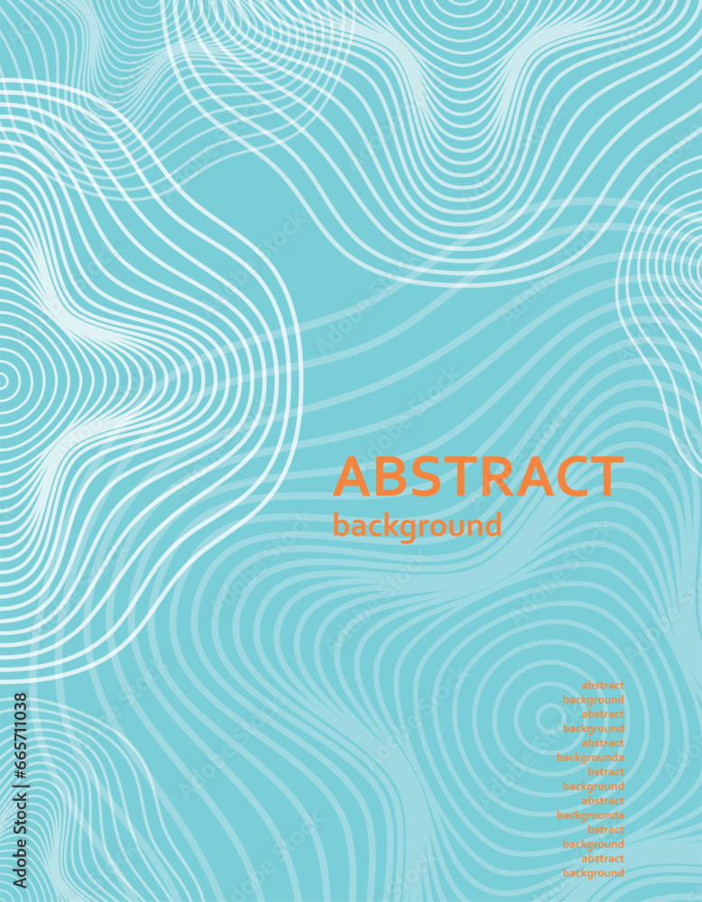 Aufkleber Abstract background. Modern geometric shapes on blue backdrop. White curve waves, graphic design with dynamic effects. Isolated minimal forms. Concentric circles. Vector trendy figures