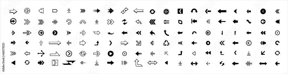 Aufkleber arrows big black set icons. arrow icon. arrow vector collection. arrow. cursor. modern simple arrows