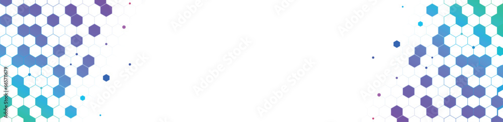 Poster Vector banner design, white background with hexagon pattern. Concept of innovation technology. Used for design healthcare, science and medicine background