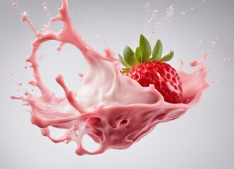 strawberry splashing milk