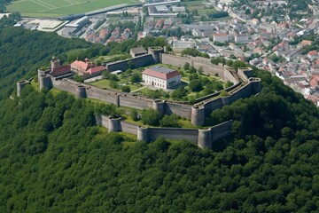 Fototapeta na wymiar Aerial view of Kapfenberg. Generative AI
