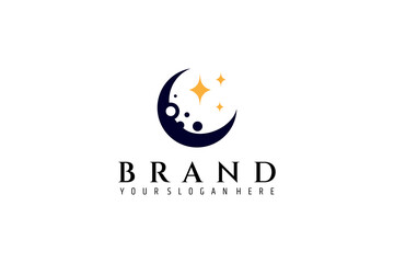 crescent moon with star logo design