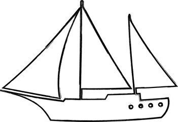  Boat water transport drawing for decoration and design.