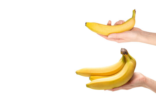 A bunch of bananas in woman hand isolated on white background png image