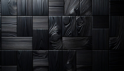 This image showcases a collection of rectangular tiles, each with intricate wood grain patterns. The tiles exhibit varying degrees of depth and texture, presenting the natural swirls, knots, and lines - obrazy, fototapety, plakaty