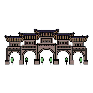 recommend clip art: World famous building for Chiang Kai Shek Memorial Hall Taipei City Taiwan.