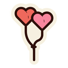 Heart balloons sticker