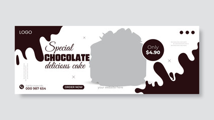 Chocolate cake Facebook cover design template