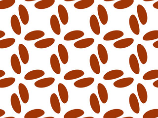 Seamless pattern with coffee beans on white background. Vector illustration minimal design.