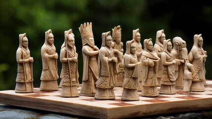 Marble chess board with figures