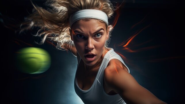 Pretty woman tennis player sport fashion portrait