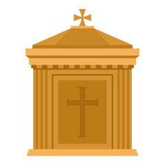 Golden Tabernacle for reposing the Eucharist - Catholic Flat Vector Illustration