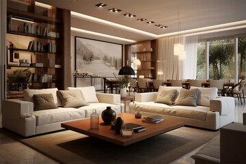 home interior design of modern living room,digital system