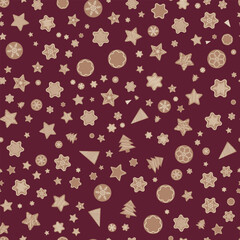 Christmas Seamless Pattern With Cookies.