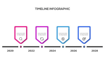 Timeline with 4 elements, infographic template for web, business, presentations, vector illustration