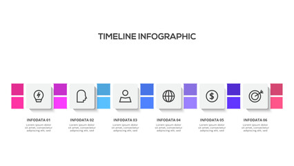Timeline with 6 elements, infographic template for web, business, presentations, vector illustration