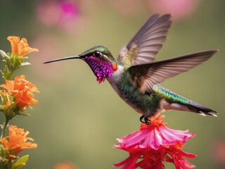 Fototapeta premium hummingbird feeding on a flower