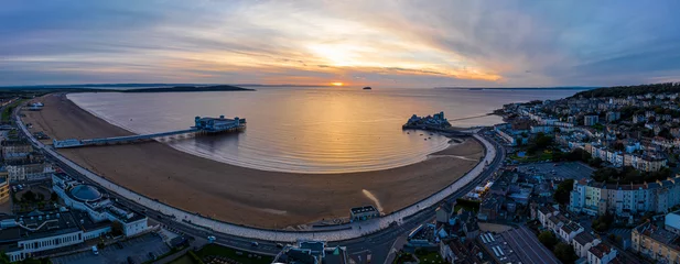Fototapeten Aerial view of Weston-super-Mare,  a seaside town in the North Somerset, England. © Alexey Fedorenko