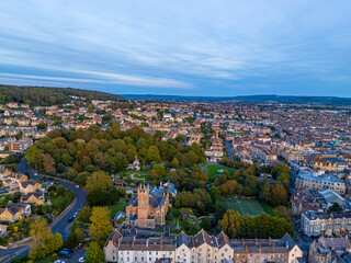 Aerial view of Weston-super-Mare,  a seaside town in the North Somerset, England.