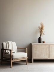 scandinavian styled interior room with a loungechair. 