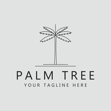 palm tree logo line art simple minimalist vector illustration icon graphic design