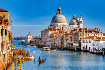 Grand Canal,Canale Grande, Santa Maria de la Salute, Academia,..Veneto,Venice,Italy,Europe - obrazy, fototapety, plakaty