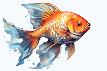 Illustrated fish on transparent background. Generative AI