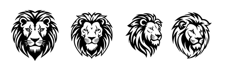 black and white silhouettes of a lion