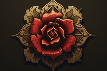 Illustration of a Tudor rose. Generative AI - obrazy, fototapety, plakaty