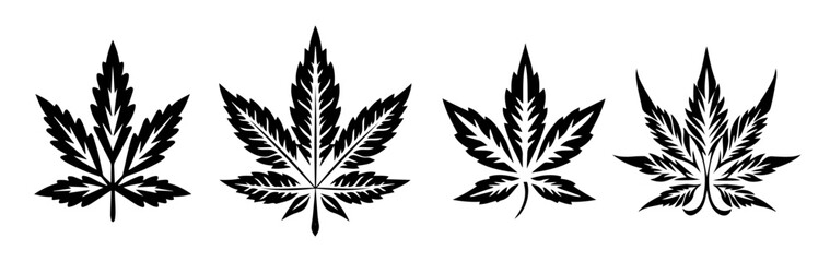 Black and white sketch of a marijuana leafs  - obrazy, fototapety, plakaty