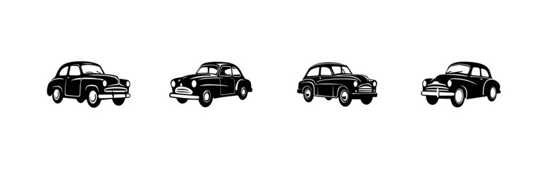 black and white silhouettes of car