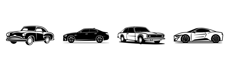 Fototapeta premium black and white silhouettes of car