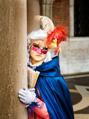 Fototapeta na wymiar Carneval Costumes, Doges Palace.Veneto,Venice,Italy,Europe