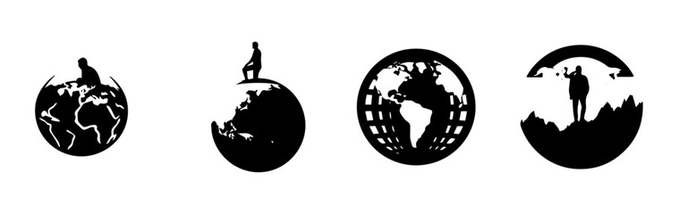 black and white illustration of a world
