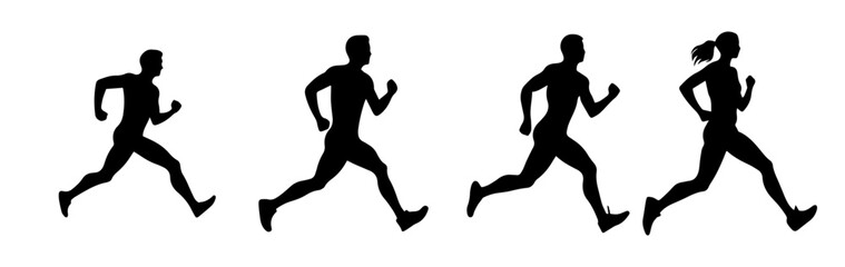 Fototapeta na wymiar Black and white sketch of mans running 