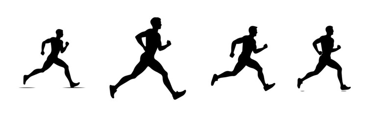 Fototapeta na wymiar set of silhouettes of people running 