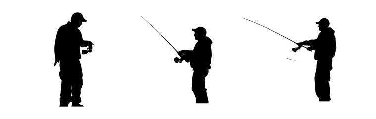silhouettes of fishing man 