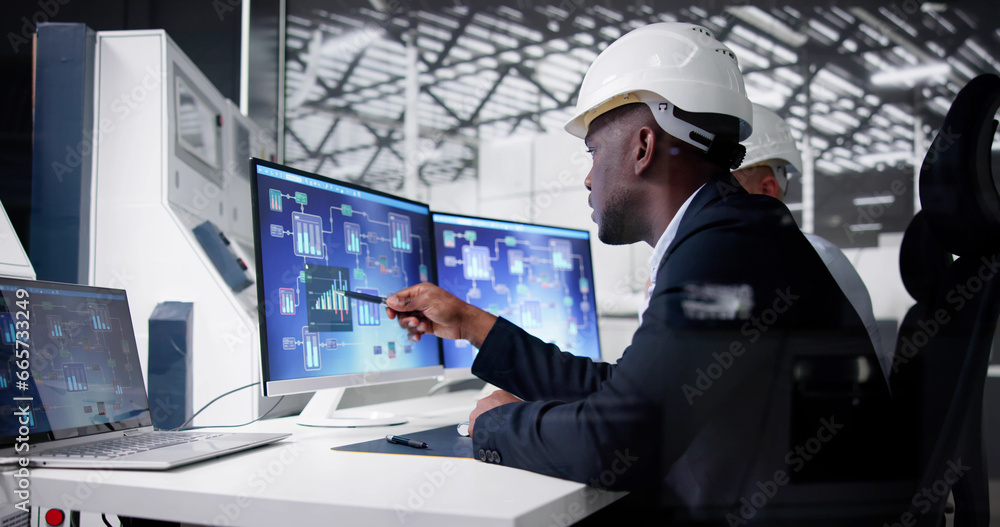 Fototapete Industrial Data Automation System On Computer
