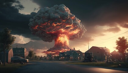 Climate form dirty factory with fire and dark smoke. Generative AI illustrations