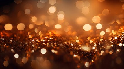 Gold glitter vintage lights background. Elegant abstract background with bokeh defocused lights.