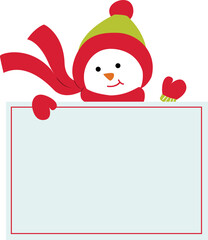 Snowman holding blank sign