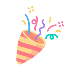 Party poppers explode confetti at birthday party events.